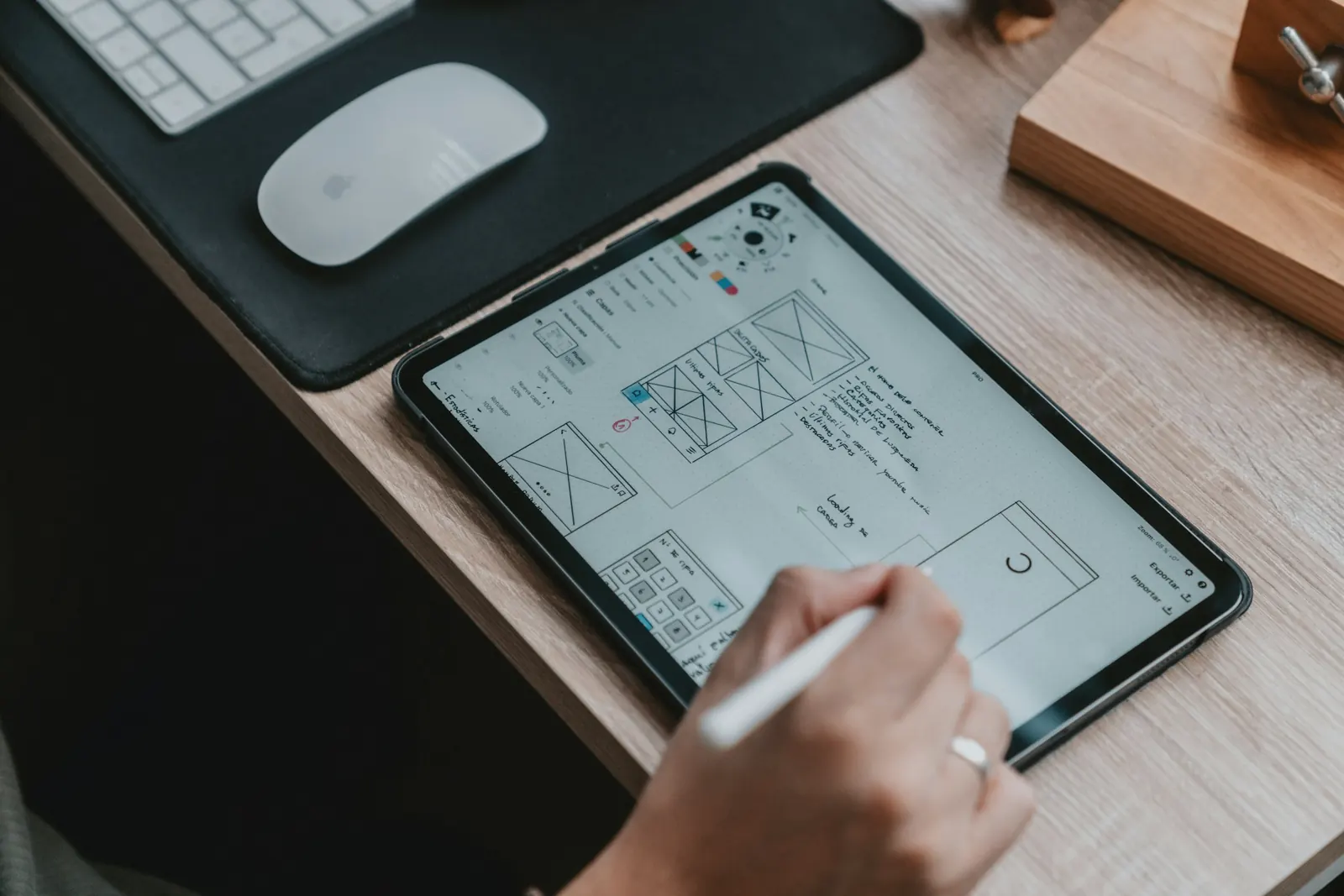 Interface sketches on a tablet