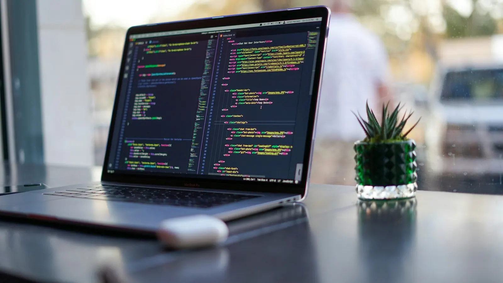 Code editor open on a laptop