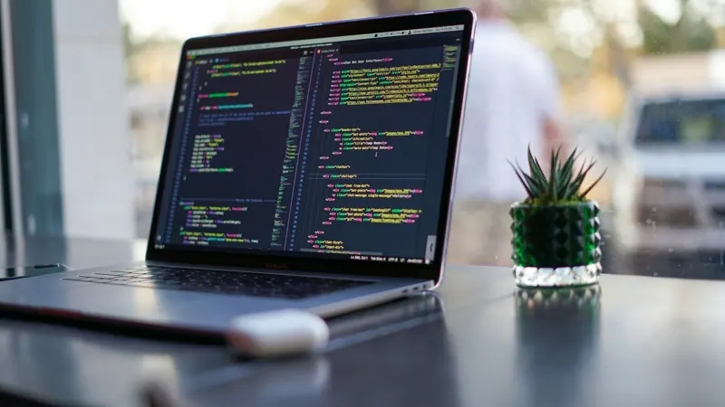 Code editor open on a laptop